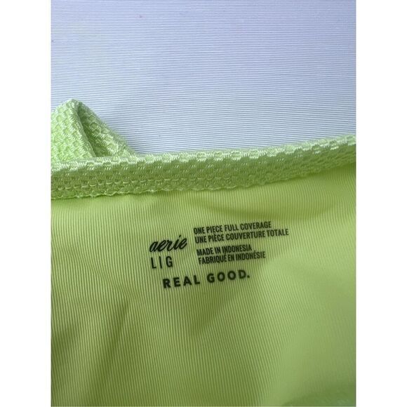 Aerie Shine Pique V Wire Cut Out One Piece Swimsuit size Large - Picture 7 of 7